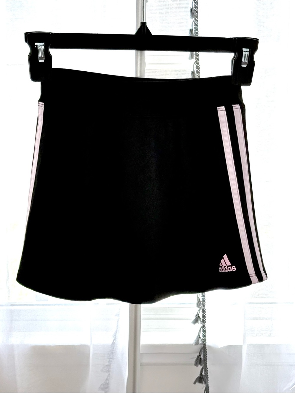 Adidas - Girl’s Black Mini Skirt with Light Pink Stripes - Size 7
